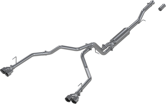 21-Present Chevrolet/GMC Suburban/Yukon XL 3 Inch Cat Back Dual Split Rear Exhaust System, Armor Lite Aluminized Steel with Quad Tips MBRP