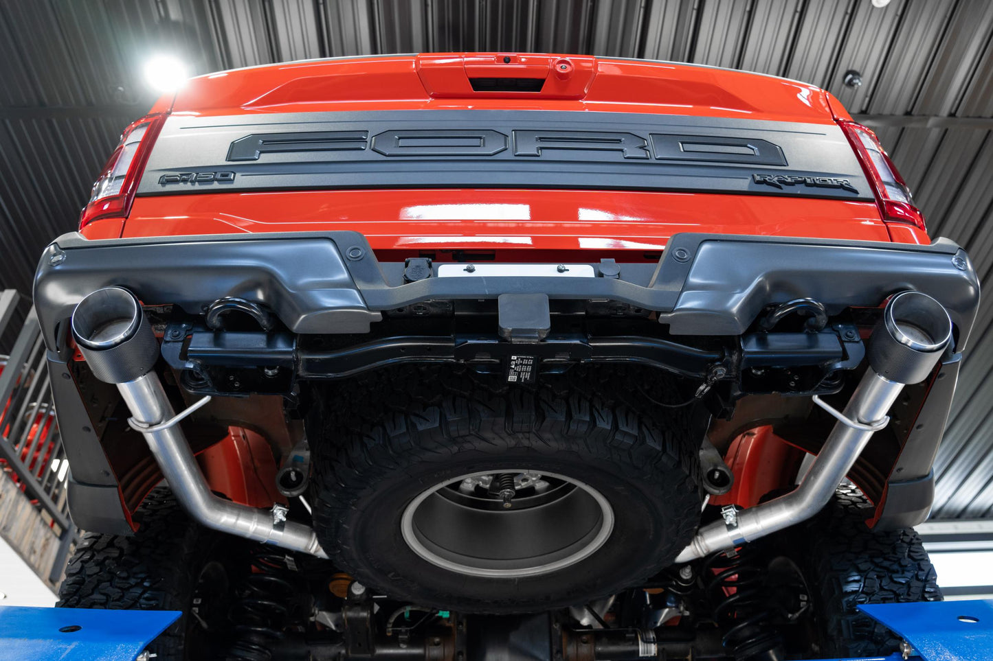 2021-Up Ford F-150 Raptor 3.5L EcoBoost HO 3 Inch Axle-Back Dual Rear Exit T304 Stainless Steel with Carbon Fiber Tips MBRP-2