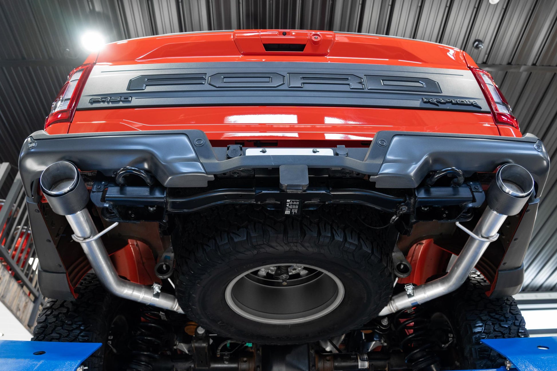 2021-Up Ford F-150 Raptor 3.5L EcoBoost HO 3 Inch Axle-Back Dual Rear Exit T304 Stainless Steel with Carbon Fiber Tips MBRP-2