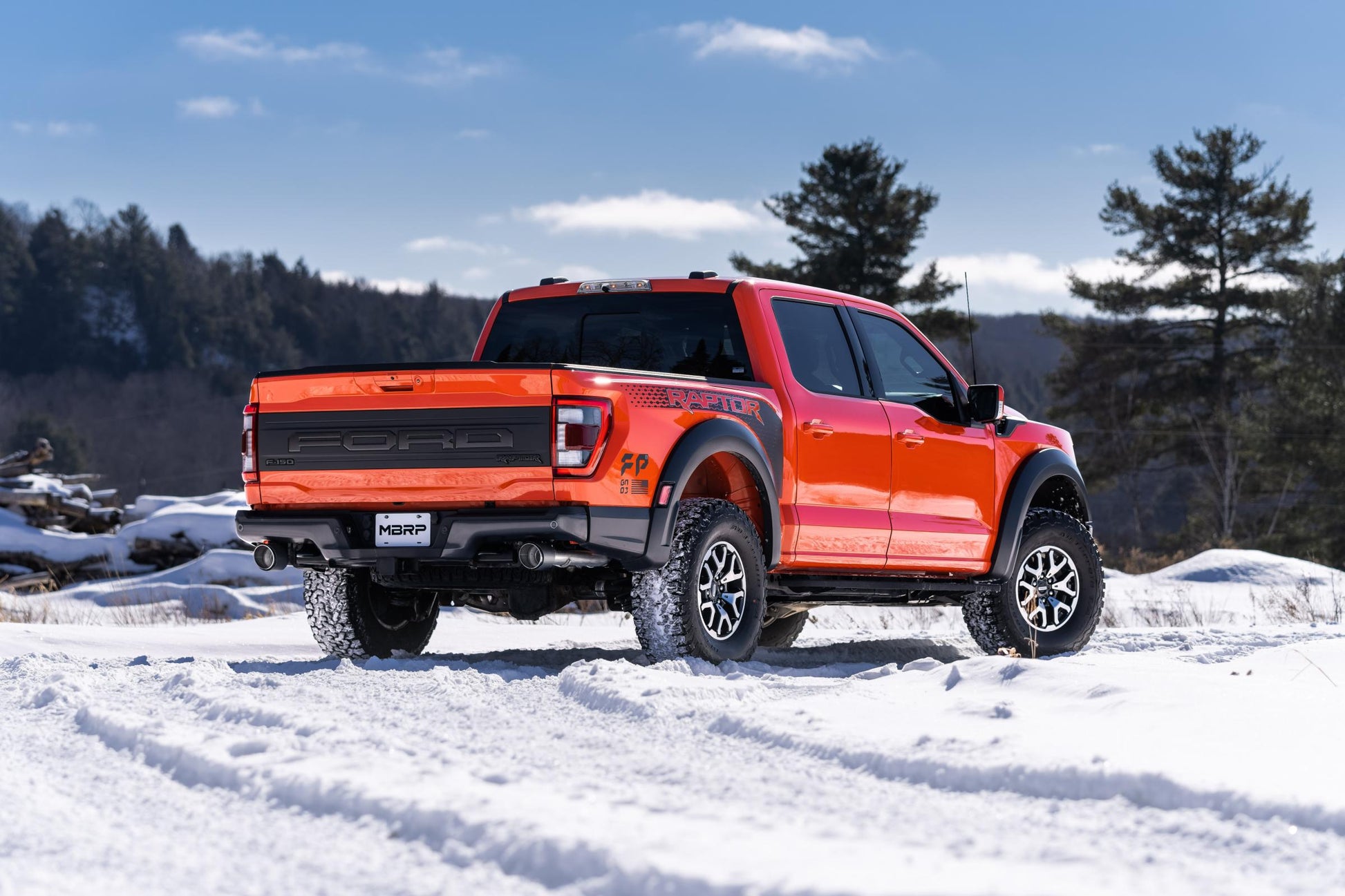 2021-Up Ford F-150 Raptor 3.5L EcoBoost HO 3 Inch Axle-Back Dual Rear Exit T304 Stainless Steel with Carbon Fiber Tips MBRP-3