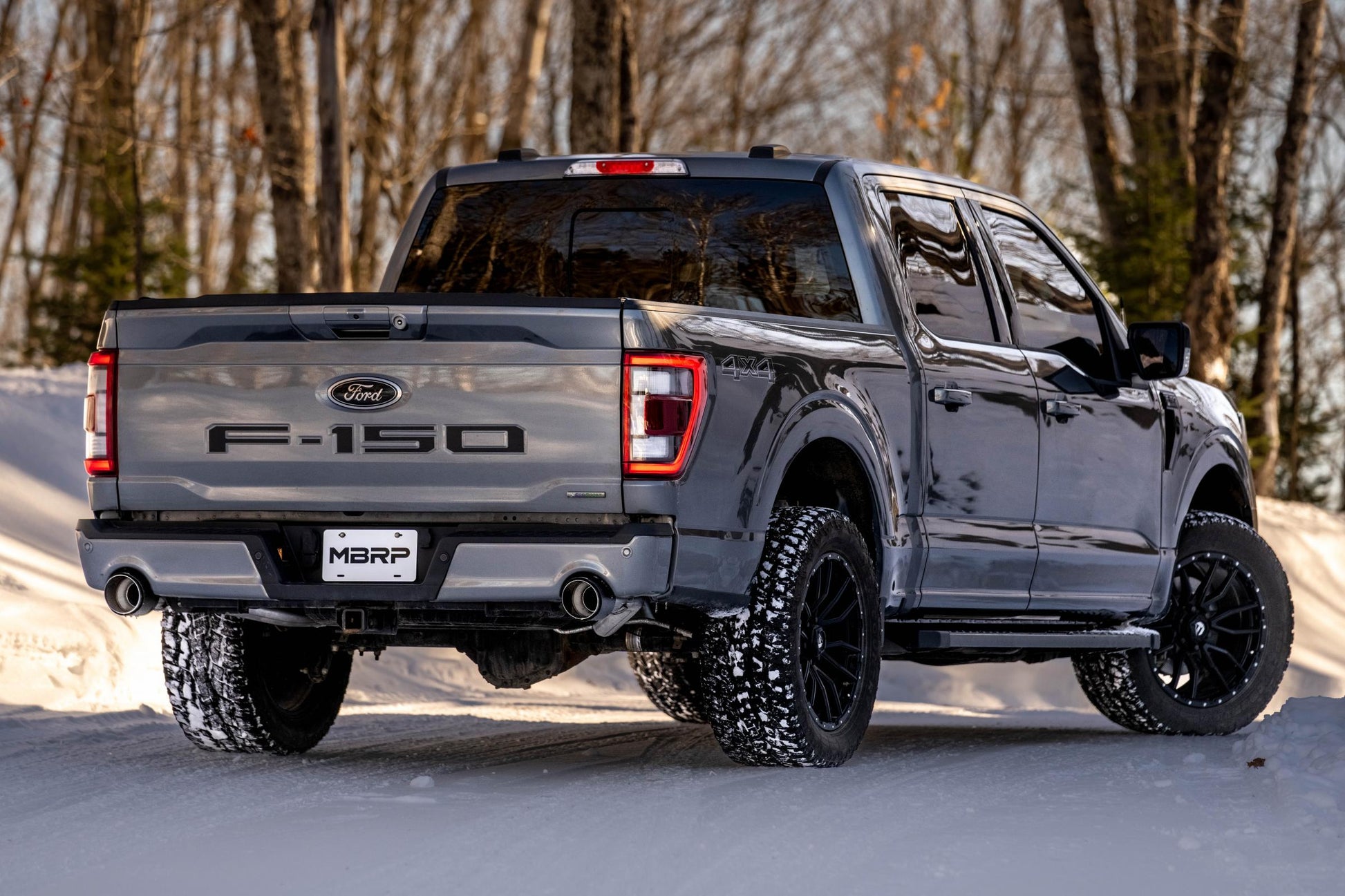 2021-Up Ford F-150 Tremor and 2022-Up Ford F-150 T304 Stainless Steel 3 Inch Cat-Back Dual Rear Exit With Carbon Fiber Tips Armor Pro Series MBRP-2