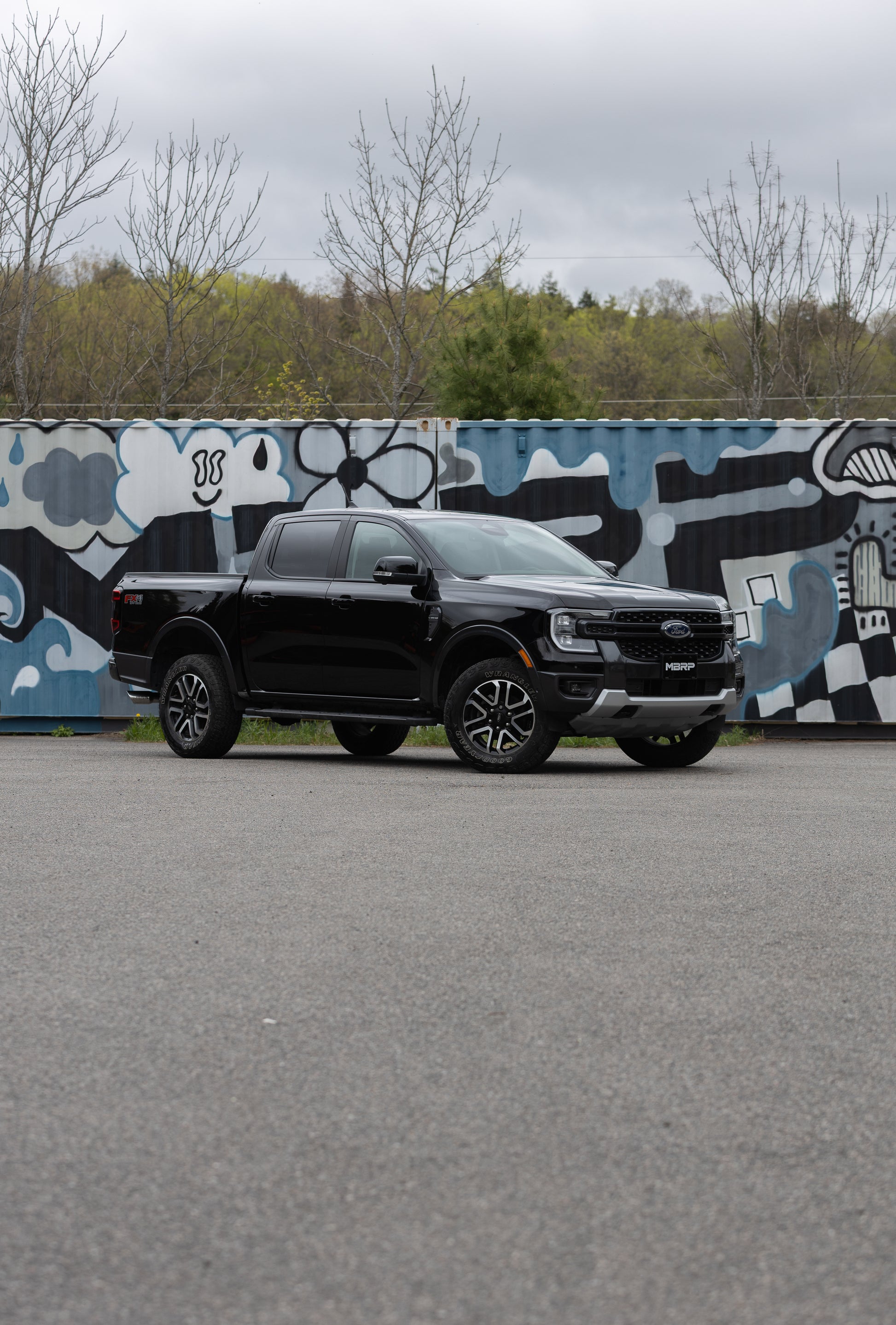 2024-Up Ford Ranger 2.3L Ecoboost Armor BLK Black-Coated Aluminized Steel 3-Inch Cat-Back Single Side Exit with Black Tip MBRP-3