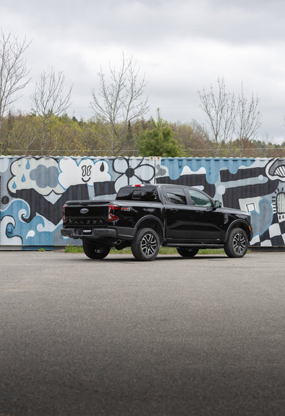 2024-Up Ford Ranger 2.3L Ecoboost Armor BLK Black-Coated Aluminized Steel 3-Inch Cat-Back Single Side Exit with Black Tip MBRP-4