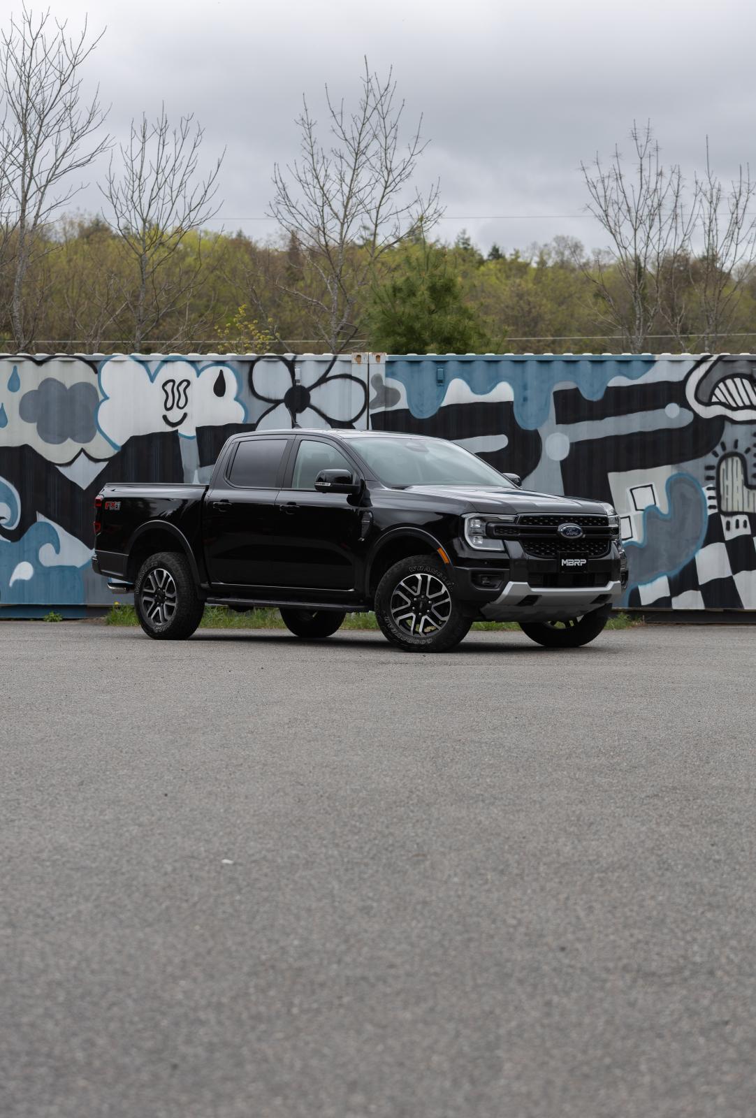 2024-Up Ford Ranger 2.3L Ecoboost Armor BLK Black-Coated Aluminized Steel 3-Inch Cat-Back Single Side Exit with Black Tip MBRP-3