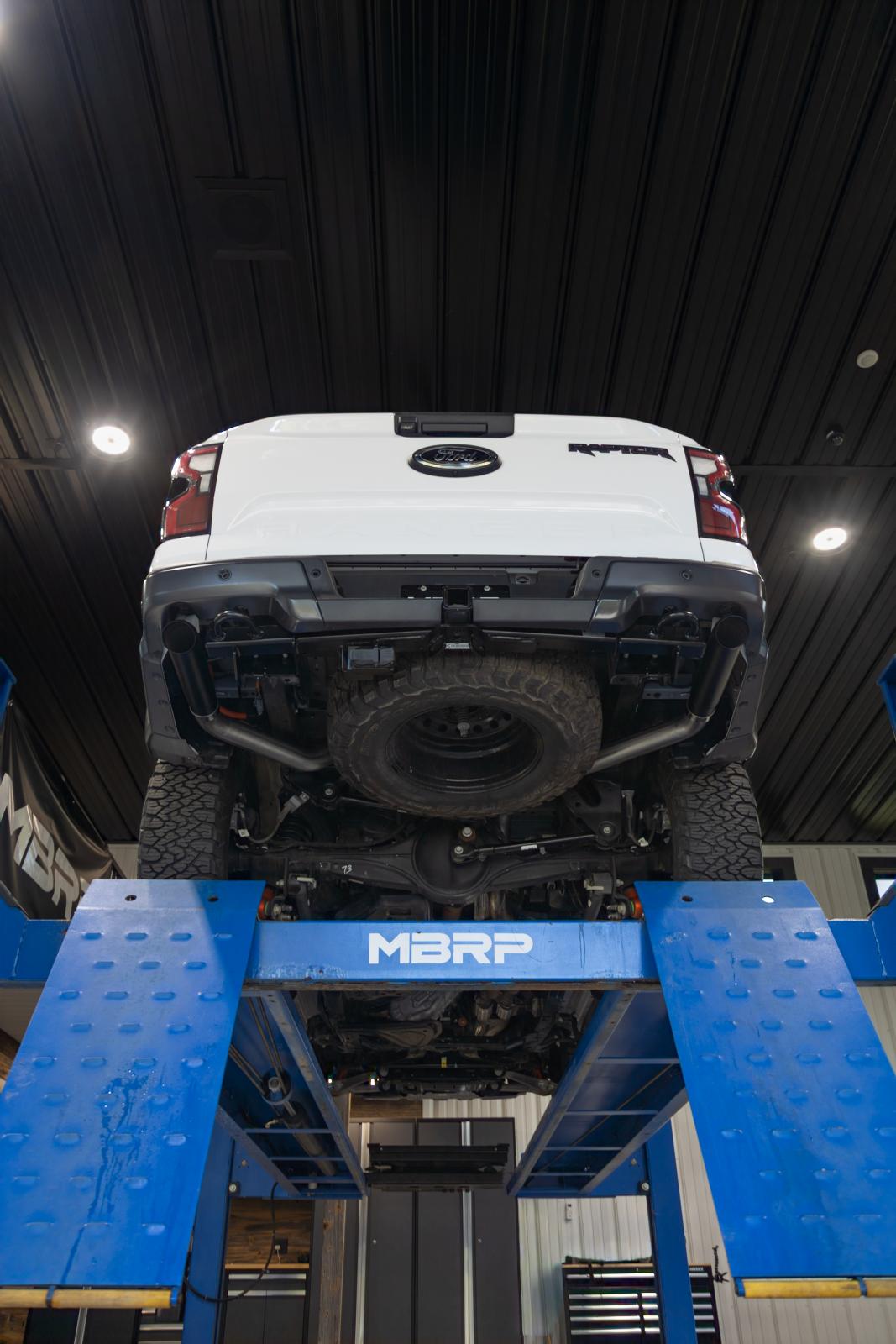 24-Present Ford Ranger Raptor 3.0L EcoBoost, Armor BLK 3-Inch Axle-Back Dual Rear Turn-Down MBRP-3