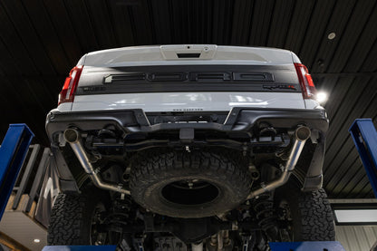 22-Present Ford F-150 Raptor 3.5L and Raptor R 5.2L Armor Pro 3-Inch Axle-Back Dual Split Rear Turn Down MBRP-1