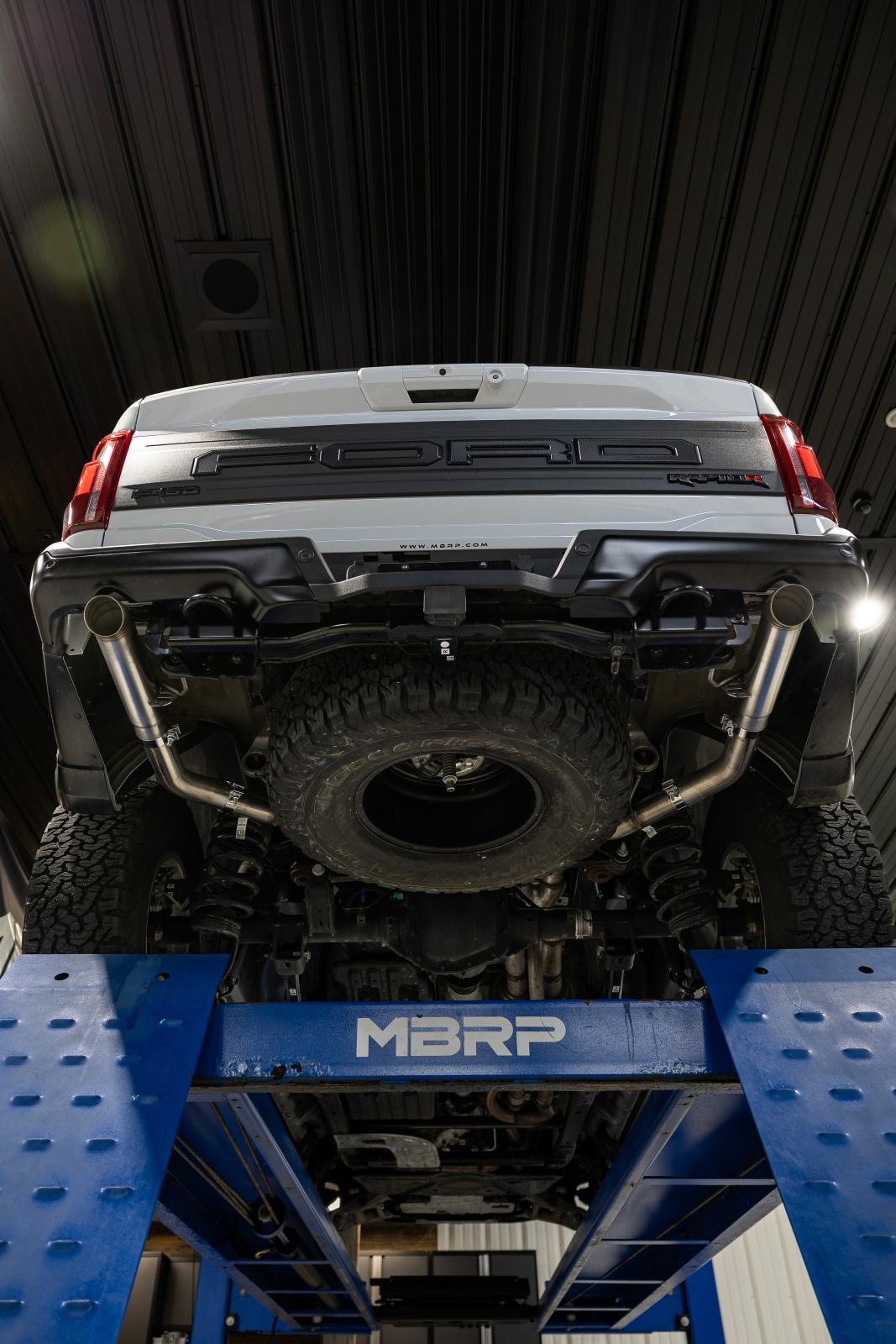 22-Present Ford F-150 Raptor 3.5L and Raptor R 5.2L Armor Pro 3-Inch Axle-Back Dual Split Rear Turn Down MBRP-2