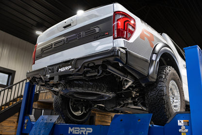 22-Present Ford F-150 Raptor 3.5L and Raptor R 5.2L Armor BLK 3-Inch Axle-Back Dual Split Rear Turn Down MBRP-2