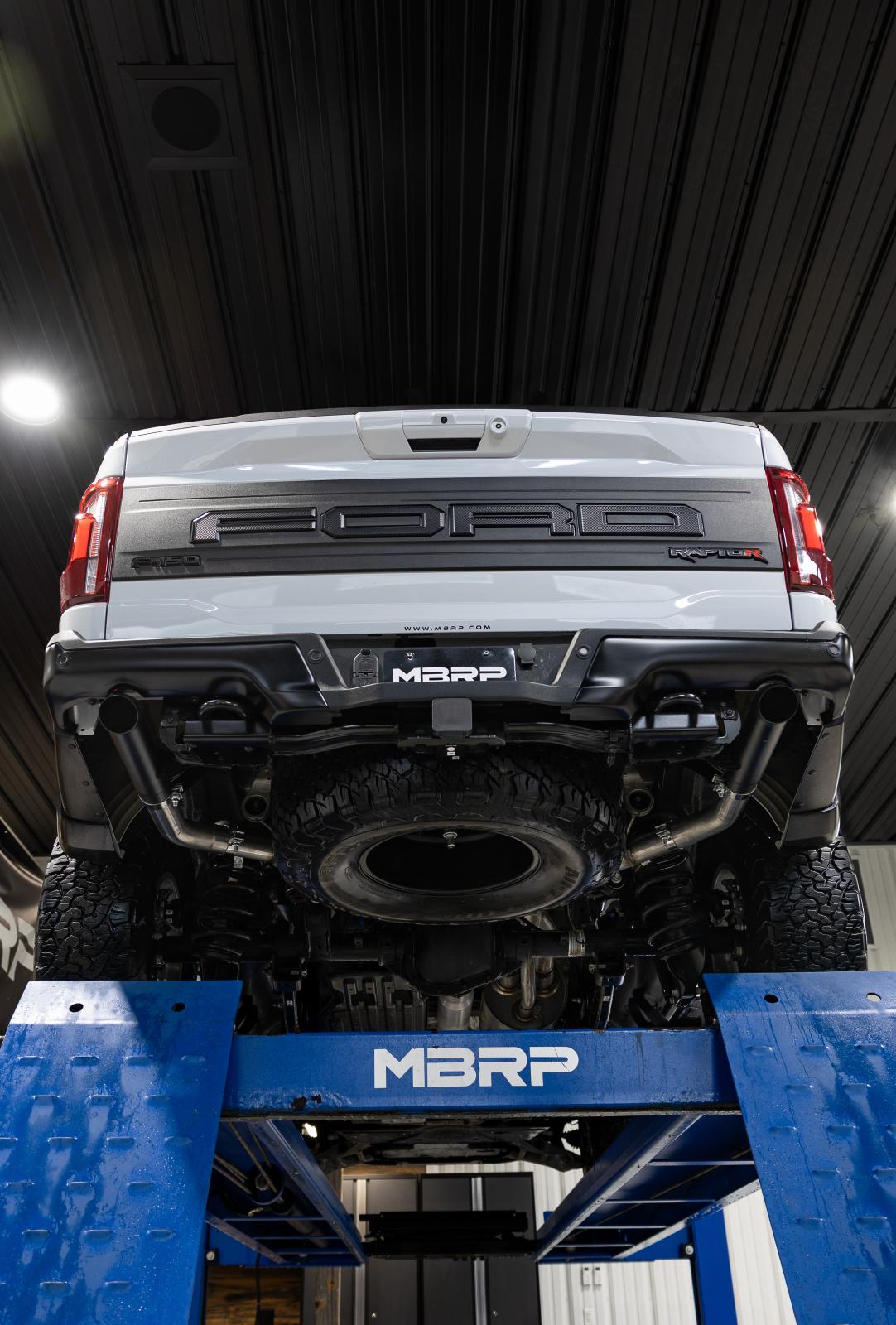 22-Present Ford F-150 Raptor 3.5L and Raptor R 5.2L Armor BLK 3-Inch Axle-Back Dual Split Rear Turn Down MBRP-3