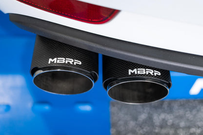 Porsche 2.5 Inch Axle Back Dual Split Rear Bypass Armor Pro Series Carbon Fiber Tips For 14-Up Porsche Macan MBRP-8