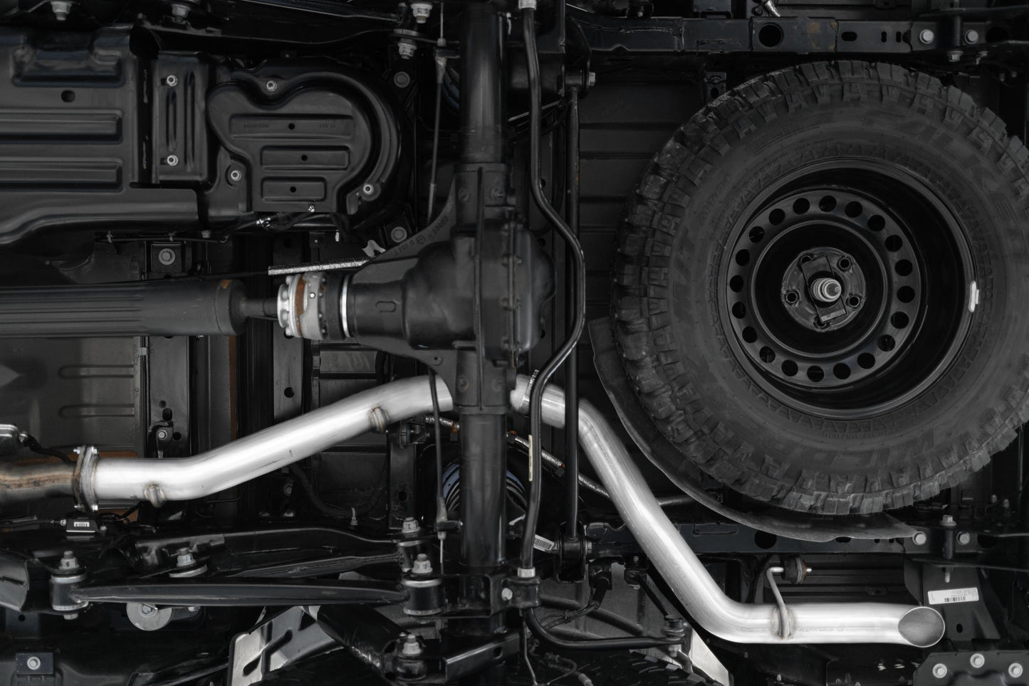 21-23 Jeep Gladiator Armor Plus Series T409 Stainless Steel 3 Inch Filter Back Rear Turn Down Exhaust System MBRP-1