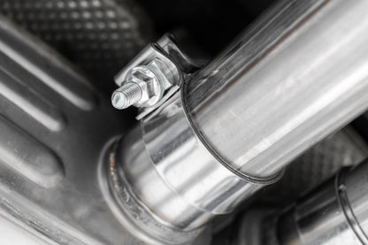 15-23 Dodge Challenger T304 Stainless Steel 2.5 Inch Cat Back Dual Rear Exit with Carbon Fiber Tips Exhaust System MBRP-4