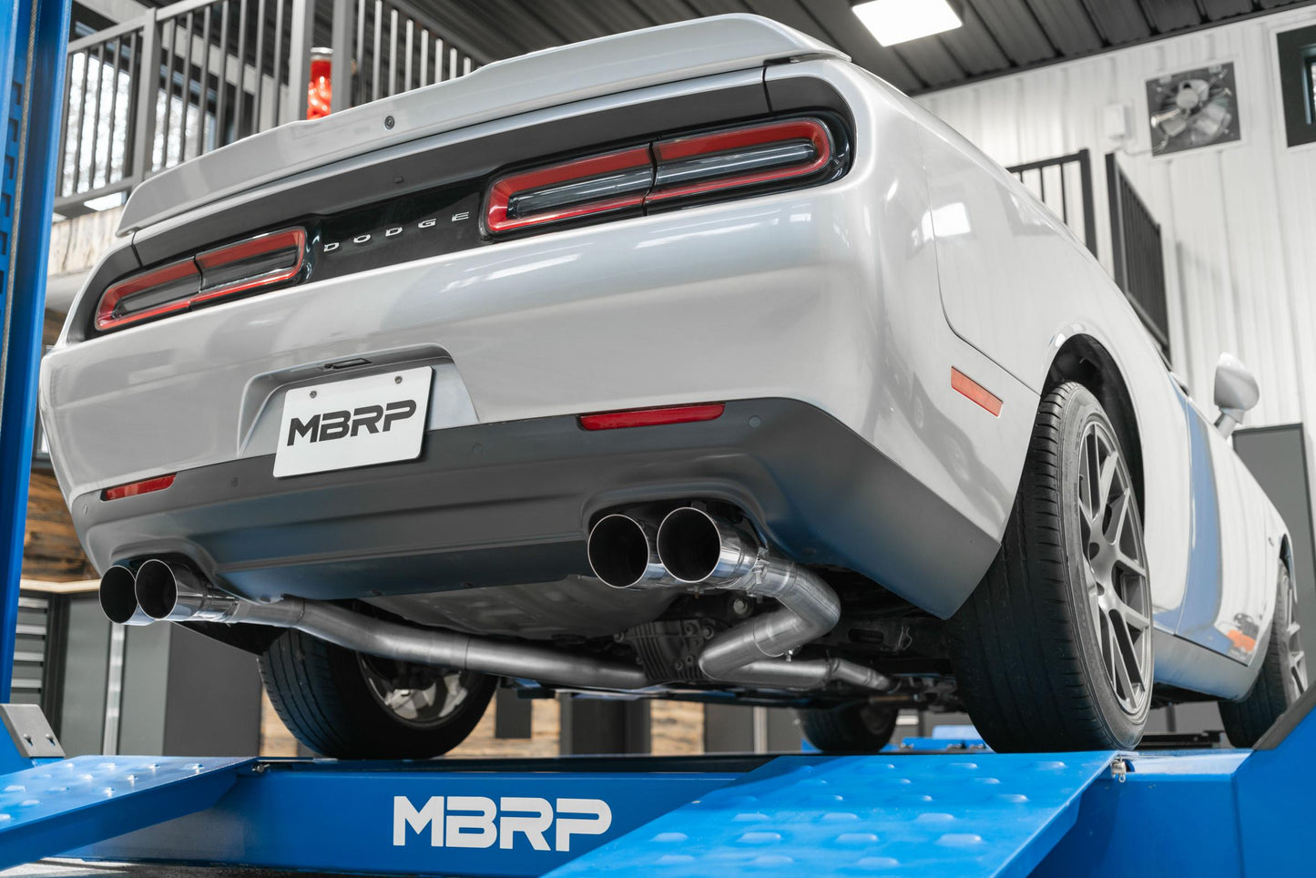 2015-2016 Dodge Challenger Aluminized Steel 3 Inch Dual Rear Cat-Back Quad Tips (Race Version) Exhaust System MBRP-8