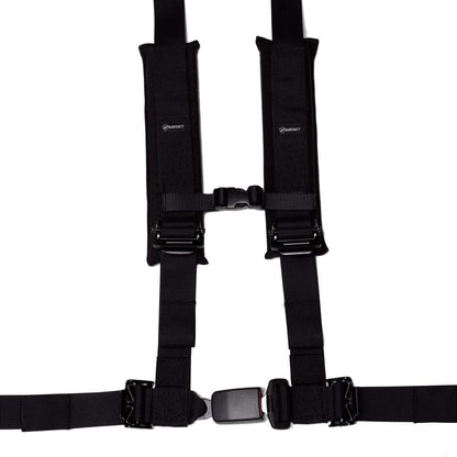 2 x 2 Inch Automotive Style Buckle 4 Point Harness w/ Removable Shoulder Pads and Loop Storage Black Bartact-1