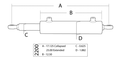 Single Ended Cylinder Kit, 1.5 Inch Bore X 8.0 Inch Stroke X 0.6250 Inch Rod Performance Components PSC Steering-1