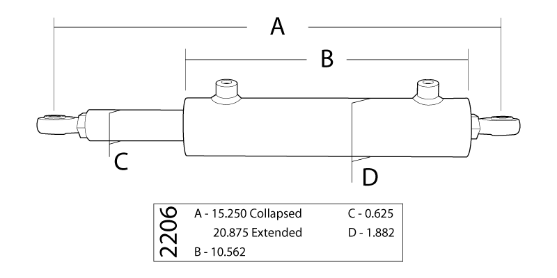 PSC Steering Single Ended Steering Cylinder Kit, 1.5 Inch X 6.0 Inch X 0.6250 Inch Rod PSC Performance Steering Components