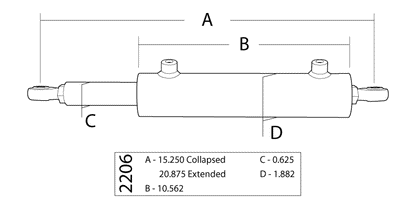 Single Ended Cylinder Kit, 1.5 Inch X 6.0 Inch X 0.6250 Inch Rod Performance Components PSC Steering-1