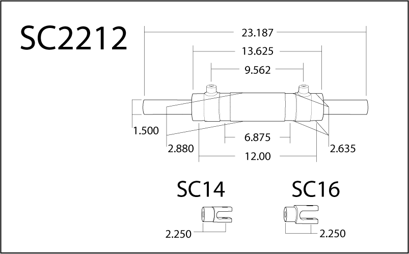 PSC Steering Double Ended XD Steering Cylinder Kit for Full Hydraulic Steering Systems, 2.5 Inch X 8.0 Inch X 1.50 Inch Rod PSC Performance Stering Components