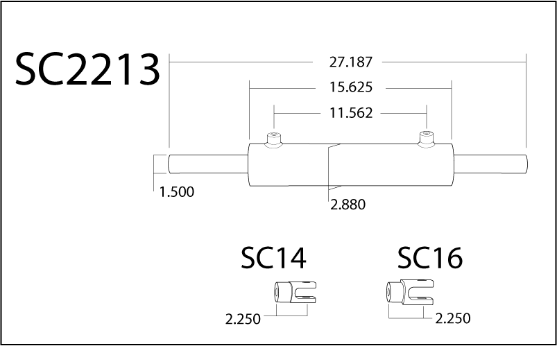 PSC Steering Double Ended XD Steering Cylinder Kit for Full Hydraulic Steering Systems, 2.5 Inch X 10.0 Inch X 1.50 Inch Rod PSC Performance Steering Components