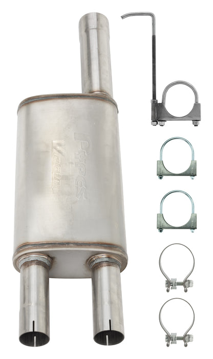 Violator Muffler Kit 09-18 Ram Hemi Split Rear Dual Exit Intermediate Pipe 3 in Hardware And Muffler Incl Tip Not Incl Natural Finish 409 Stainless Steel Pypes Performance Exhaust