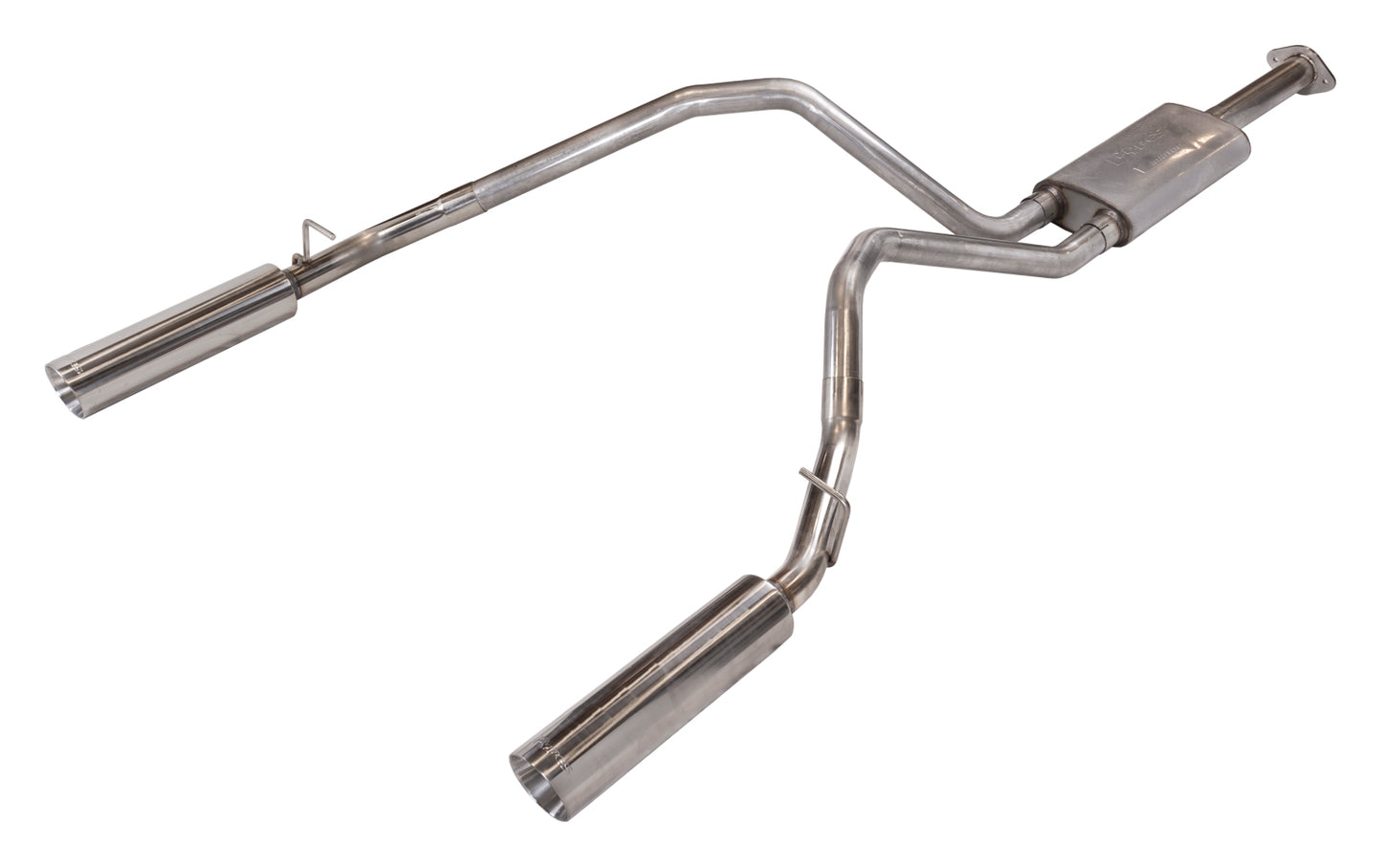 RAM Cat Back System Pype Bomb For 19-24 Dodge Ram 1500 Split Rear Dual Exit 3 Inch Intermediate And 2.5 Inch Tail Pipe 4.5 Pype Bomb Tip Muffler Incl Hardware Incl Tip Incl Pypes Performance Exhaust