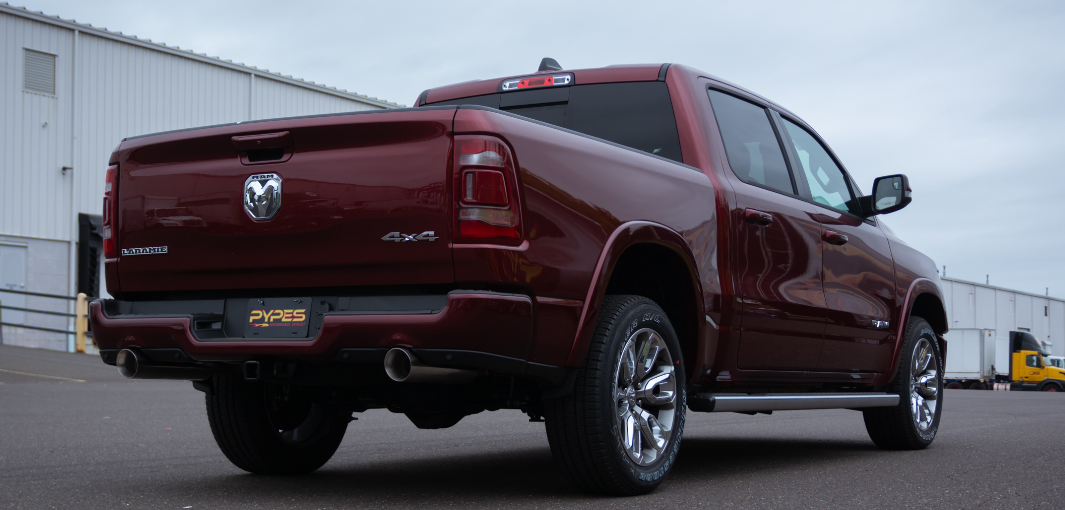 RAM Cat Back System Pype Bomb For 19-24 Dodge Ram 1500 Split Rear Dual Exit 3 Inch Intermediate And 2.5 Inch Tail Pipe 4.5 Pype Bomb Tip Muffler Incl Hardware Incl Tip Incl Pypes Performance Exhaust-3