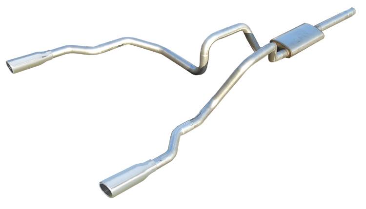 Violator Series Cat Back System 04-08 Ford F150 Split Rear Dual Exit 3 in Intermediate And 2.5 in Tail Pipe Violator Muffler/Hardware/3.5 in Polished Tips Incl Pypes Performance Exhaust