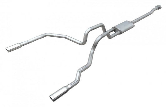 Cat Back System 11-14 Ford F150 Ecoboost Split Rear Dual Exit 3 in Intermediate And Tail Pipe Violator Muffler/Hardware/3.5 in Polished Tips Incl Natural Finish 409 Stainless Steel Pypes Performance Exhaust