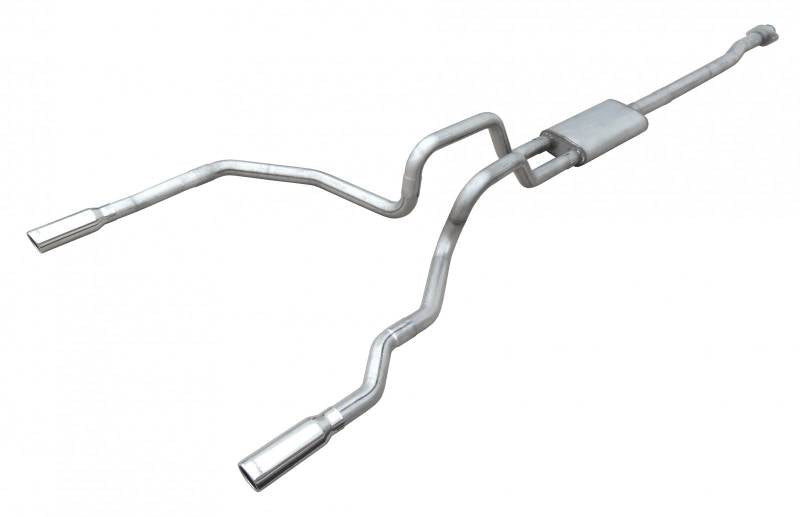 Cat Back System 09-14 Ford F150 Split Rear Dual Exit 3 in Intermediate And Tail Pipe Violator Muffler/Hardware/3.5 in Polished Tips Incl Natural Finish 409 Stainless Steel Pypes Performance Exhaust