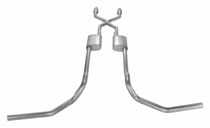 Crossmember Back w/X-Pipe System 75-76 Ford Truck Split Rear Dual Exit 2.5 in Intermediate And Tail Pipe Hardware Incl Catalytic Converter Incl Pypes Performance Exhaust-4