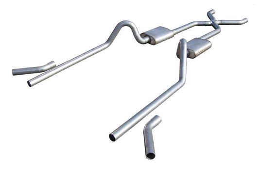 1955-1957 Tri-Five Chevy 2.5 Inch Crossmember Back System With X-Pipe 409 Stainless No Mufflers Pypes Performance Exhaust