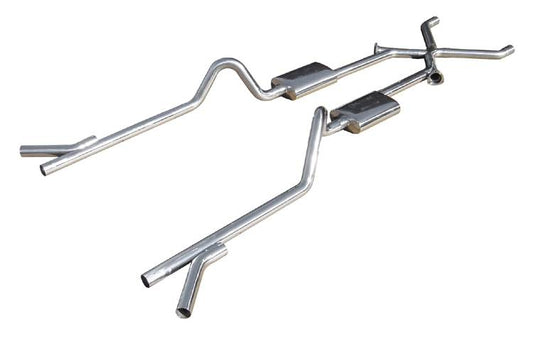 1955-1957 Tri-Five Chevy 2.5 Inch Crossmember Back System With X-Change X-Pipe 409 Stainless No Mufflers Pypes Performance Exhaust