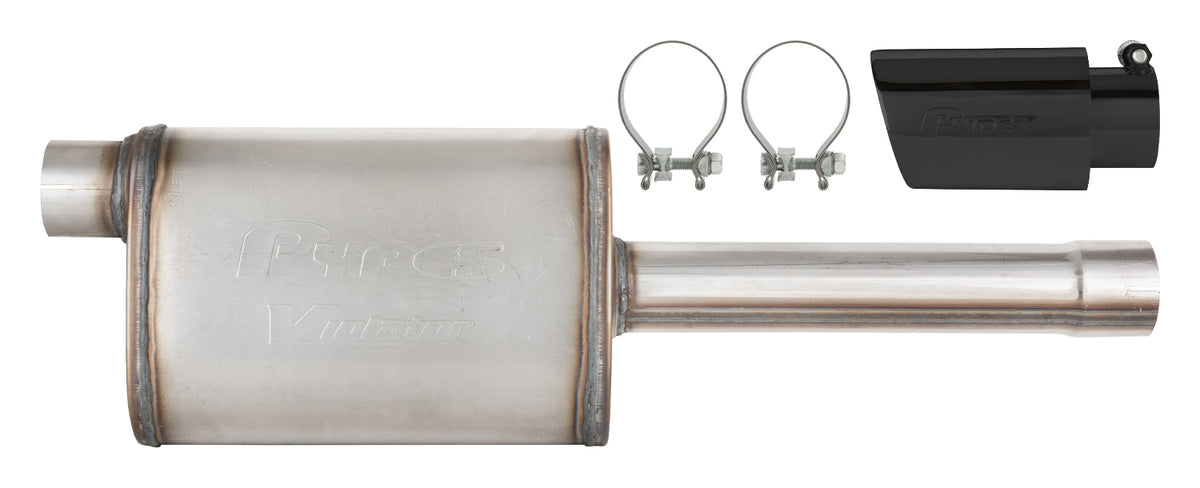 19-25 Silverado / Sierra 1500 4.8L/5.3L Single Exit Tunes & Tip Muffler Replacement Kit Violator Muffler Black Tip SGT32VB Pypes Performance Exhaust
