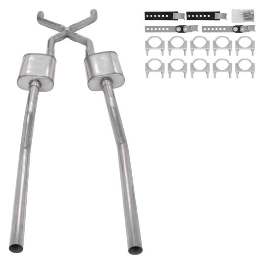 55-59 GM 2WD Truck 2.5 Inch Crossmember Back Kit With Race Pro Mufflers Pypes Performance Exhaust