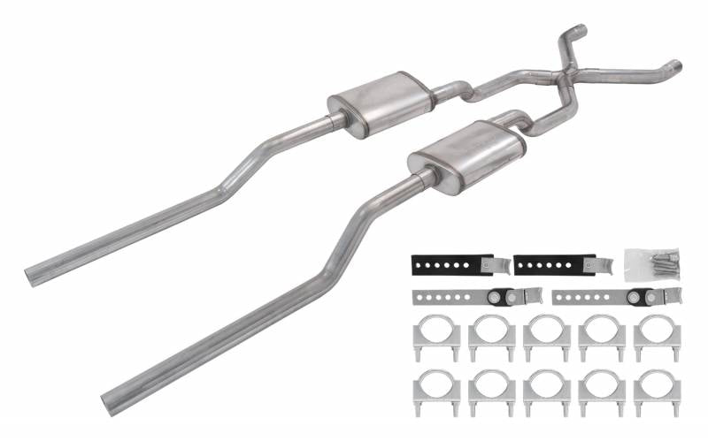 55-59 GM 2WD Truck 2.5 Inch Crossmember Back Kit With Turbo Pro Mufflers Pypes Performance Exhaust-1