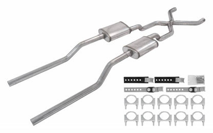 55-59 GM 2WD Truck 2.5 Inch Crossmember Back Kit With Turbo Pro Mufflers Pypes Performance Exhaust-1