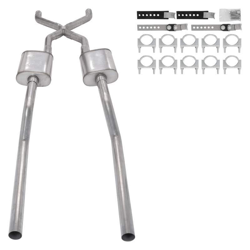 55-59 GM 2WD Truck 2.5 Inch Crossmember Back Kit With Violator Mufflers Pypes Performance Exhaust