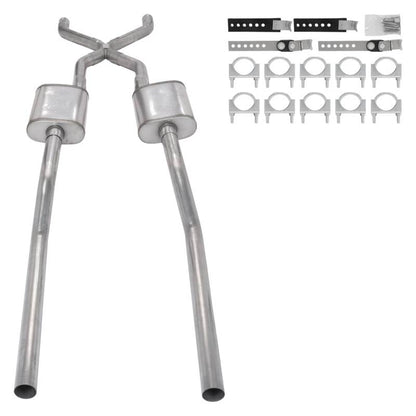 55-59 GM 2WD Truck 2.5 Inch Crossmember Back Kit With Violator Mufflers Pypes Performance Exhaust