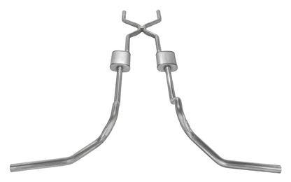 Crossmember Back w/H-Pipe System 67-74 GM Split Rear Dual Exit 2.5 in Intermediate And Tail Pipe Turbo Pro Muffler/Hdw Incl Tip Not Incl Natural Finish 409 Stainless Steel Pypes Performance Exhaust-1