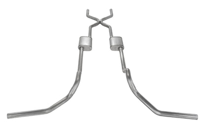 Crossmember Back w/H-Pipe System 75-87 GM Split Rear Dual Exit 2.5 in Intermediate And Tail Pipe Natural Finish 409 Stainless Steel Catalytic Converter Incl Pypes Performance Exhaust-11