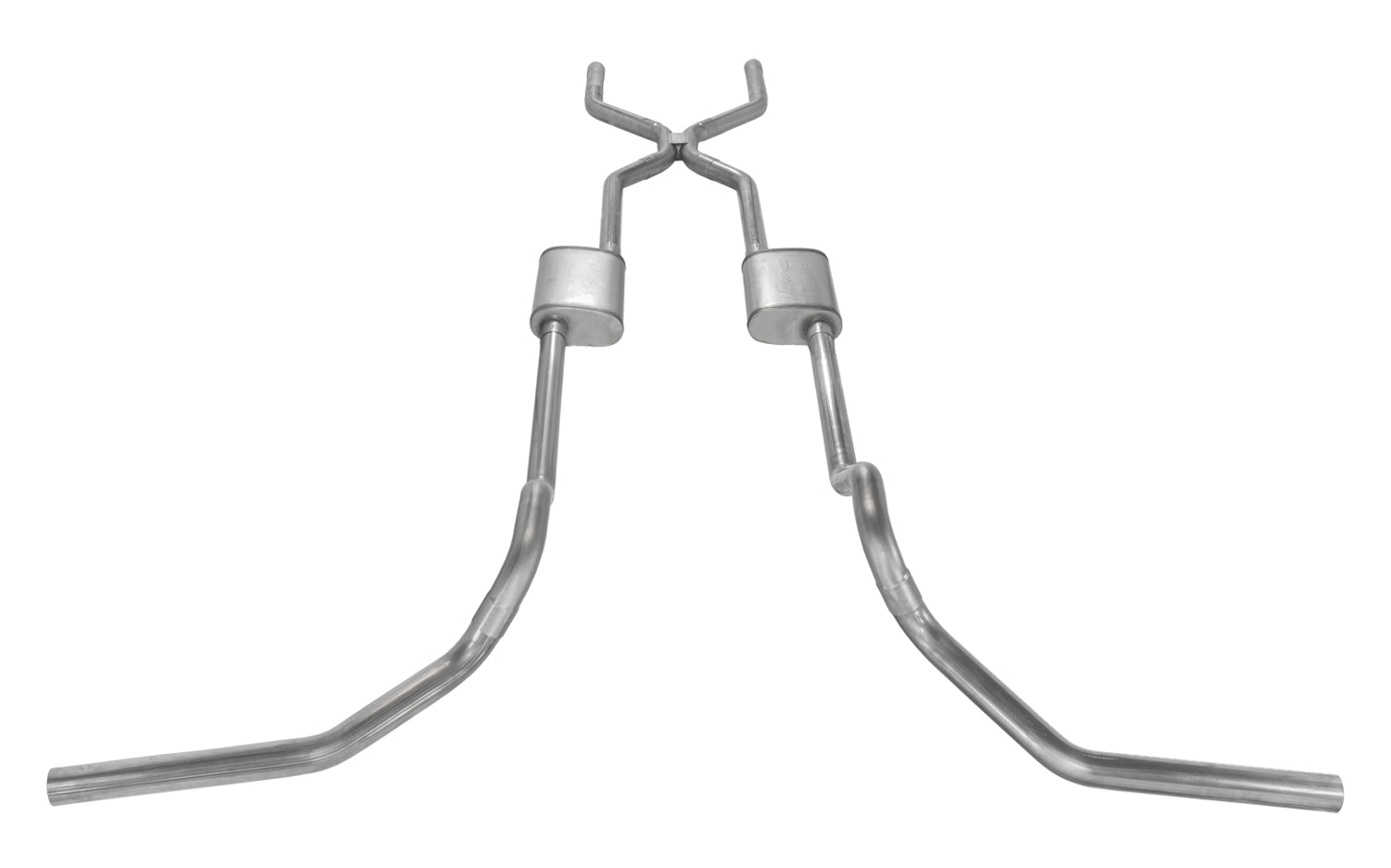 1975-1987 GM Truck 2.5 Inch Crossmember Back With H-Bomb H-Pipe System Includes Catalytic Converters 409 Stainless Turbo Pro Mufflers Pypes Performance Exhaust-1