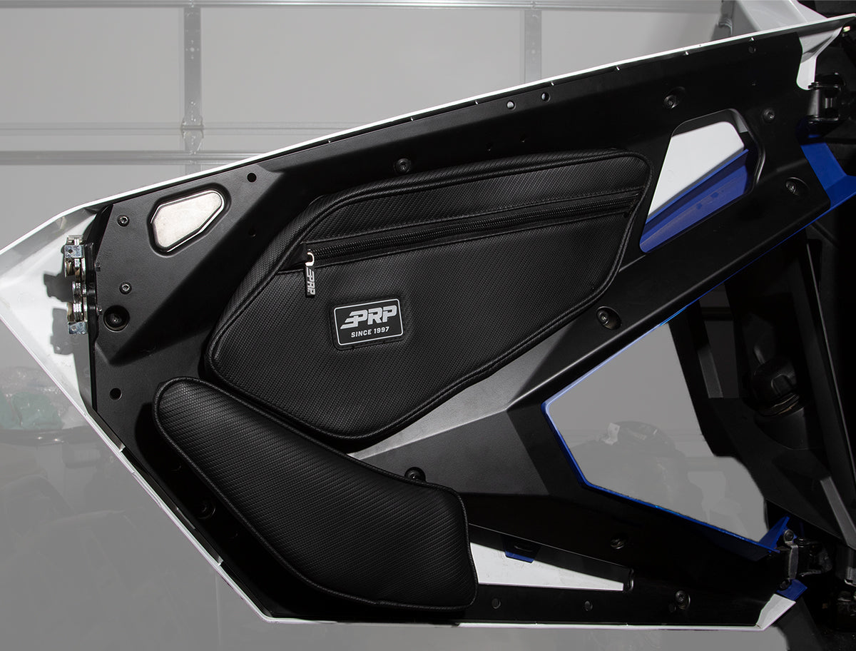 Shreddy Front Door Bags with Knee Pad for Polaris RZR PRO XP PRO R Turbo R Pair Black and Pink PRP Seats