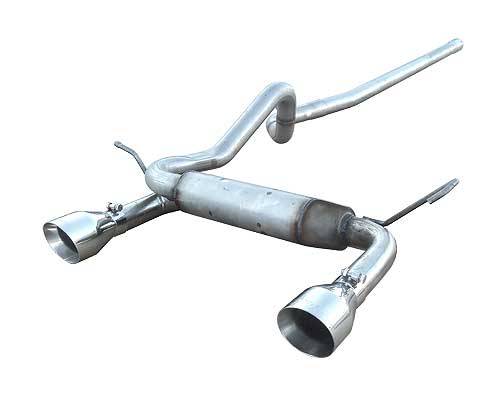 Cat Back System 07-18 Wrangler JK 4 Door Split Rear Dual Exit 2.5 in Intermediate And Tail Pipe Street Pro Muffler/Hardware/4.5 in Polished Tips Incl Natural Finish 409 Stainless Steel Pypes Performance Exhaust