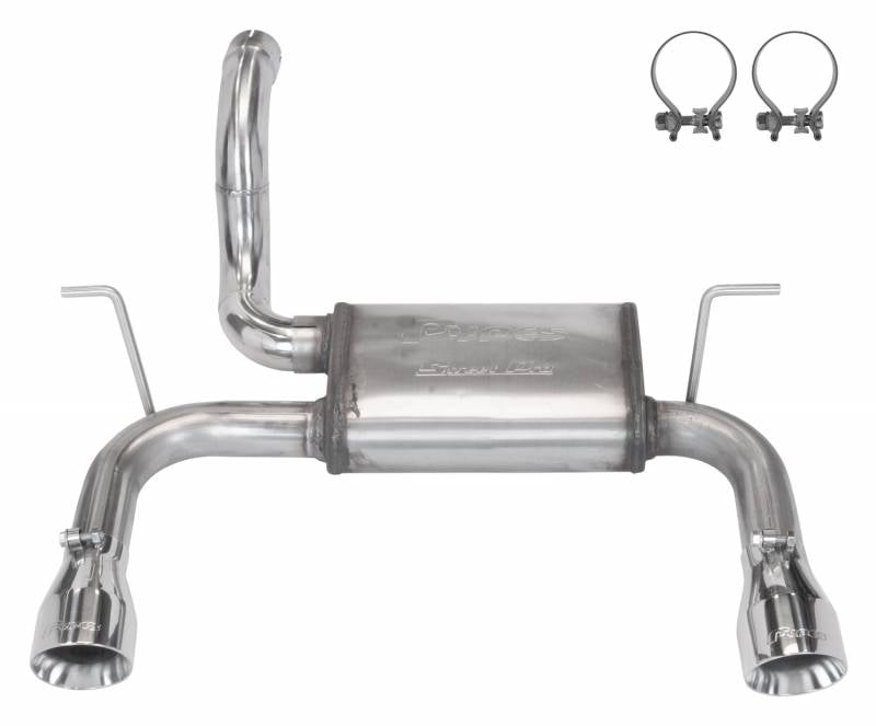 Axle-Back System 18-24 Jeep Jl Dual Exit 2.5 Inch Intermediate And Tailpipe Street Pro Muffler Hardware Incl 4 Inch Dual Tips Included Stainless Steel Pypes Performance Exhaust