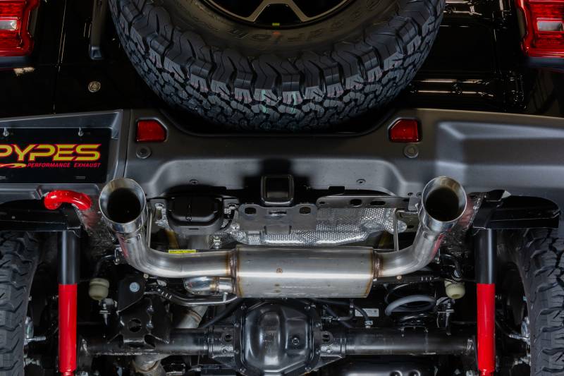 Axle-Back System 18-22 Jeep Jl Dual Exit 2.5 Inch Intermediate And Tailpipe Street Pro Muffler Hardware Incl Black 4 Inch Dual Tips Included Stainless Steel Pypes Performance Exhaust-4
