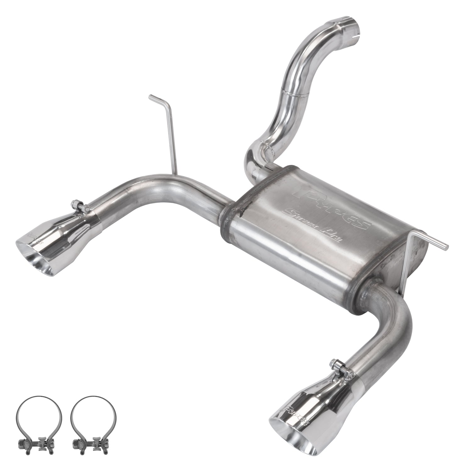 Axle-Back System 18-24 Jeep Jl Dual Exit 2.5 Inch Intermediate And Tailpipe Street Pro Muffler Hardware Incl 4 Inch Dual Tips Included Stainless Steel Pypes Performance Exhaust-1