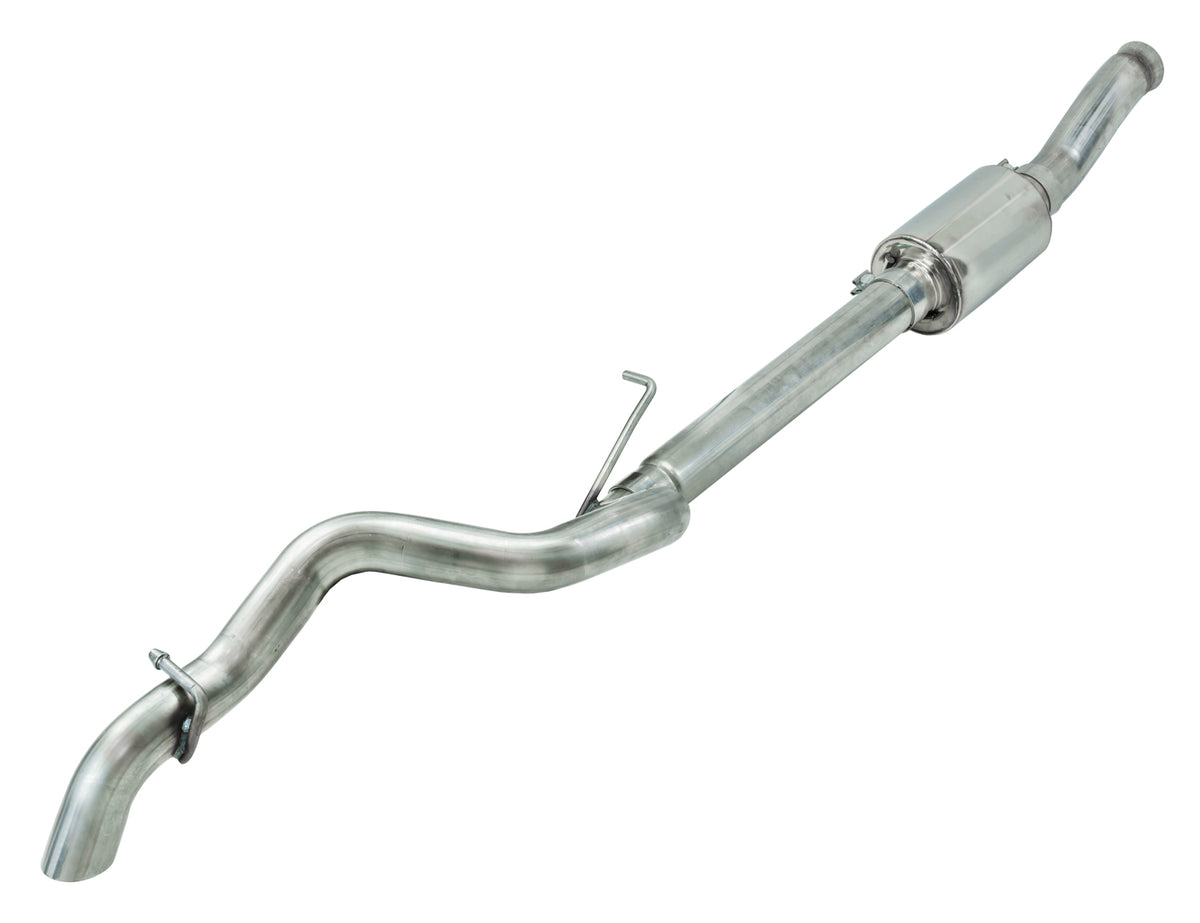 Cat Back System 18-24 Jeep Wrangler JL 4 Door 2.0 4 Cyl High Ground Clearance Single Rear Exit 2.5 Inch Intermediate and Tail Pipe Race Pro Muffler/Hardware Incl Tip Not Incl Natural Finish 409 Stainless Steel Pypes Performance Exhaust