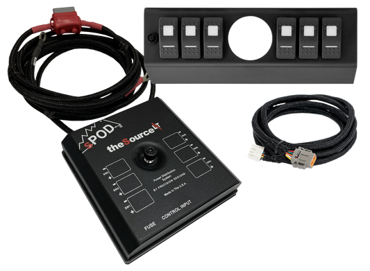 sPOD SourceLT w/ Opening (2 1/16 Inch) for AeroForce Gauge and Red LED Switch Panel for JK 2009-2018