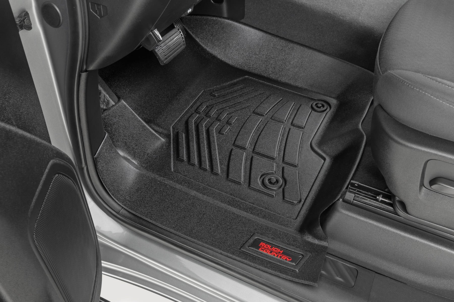 Floor Mats FR Bucket Crew Silverado/Sierra 1500/2500HD/3500HD (19-26) Rough Country-1