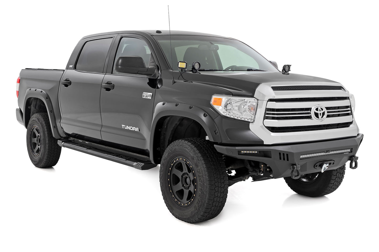 HD2 Aluminum Running Boards Crewmax Cab Toyota Tundra 2WD/4WD (2007-2021) Rough Country-1